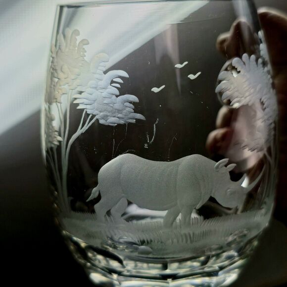 Rowland Ward Queen Lace Rhino Rhinoceros Wildlife Engraved Glass Mug Germany - Picture 13 of 14
